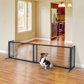 Richell Large Freestanding Metal Mesh Pet Gate in Black