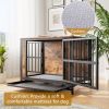 Dog Crate Furniture, Wooden Dog Crate Table, 32.8" Dog Kennel with 2 Sliding Doors and Thick Iron Door Frame